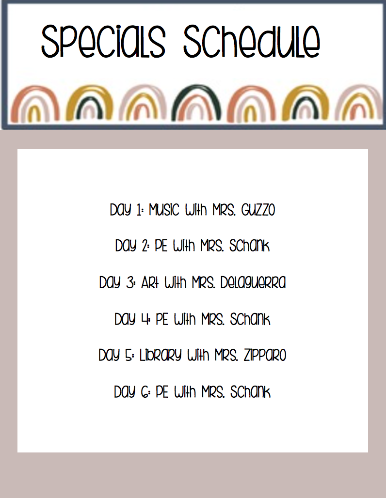 specials schedule